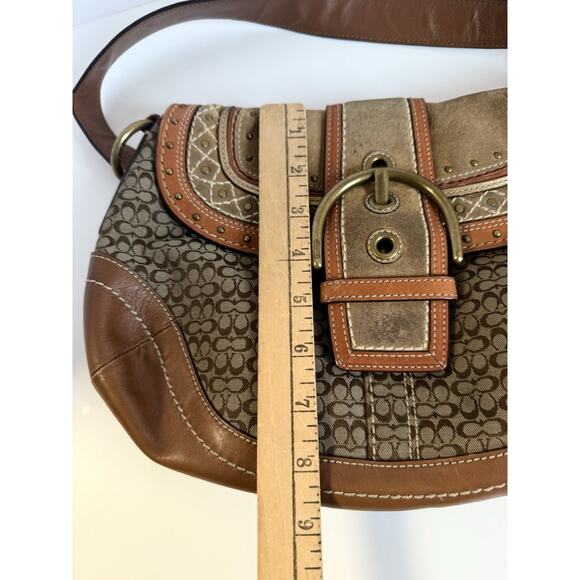 Coach Vintage Y2K Soho F11517 Signature C Canvas Patchwork Hobo Bag Tan - Picture 5 of 11